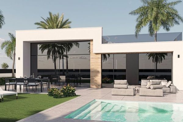 Ville con 3 camere da letto, 2 bagni, terrazza sul tetto, predisposizione per l'aria condizionata e piscina privata nel Condado de Alhama Golf Resort