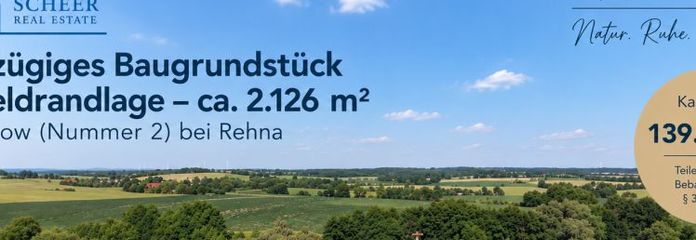 Ponad 2.100 m² wolnej przestrzeni – przestronna działka budowlana na obrzeżach pól w pobliżu Rehny