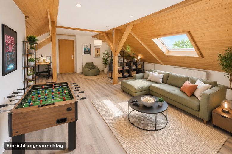 Wohnen wie im eigenen Haus: 6,5-Zi.-Maisonette, 195 m² mit Weitblick, ruhige Waldrandlage in Leimen – Hobbyraum DG