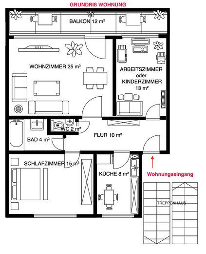 Grundriß der Wohnung