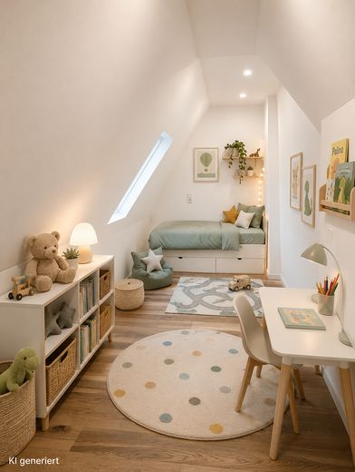 Sanierte Dachgeschosswohnung - Balkon, zum Einzug bereit - OHNE Provision – Kind / Büro
