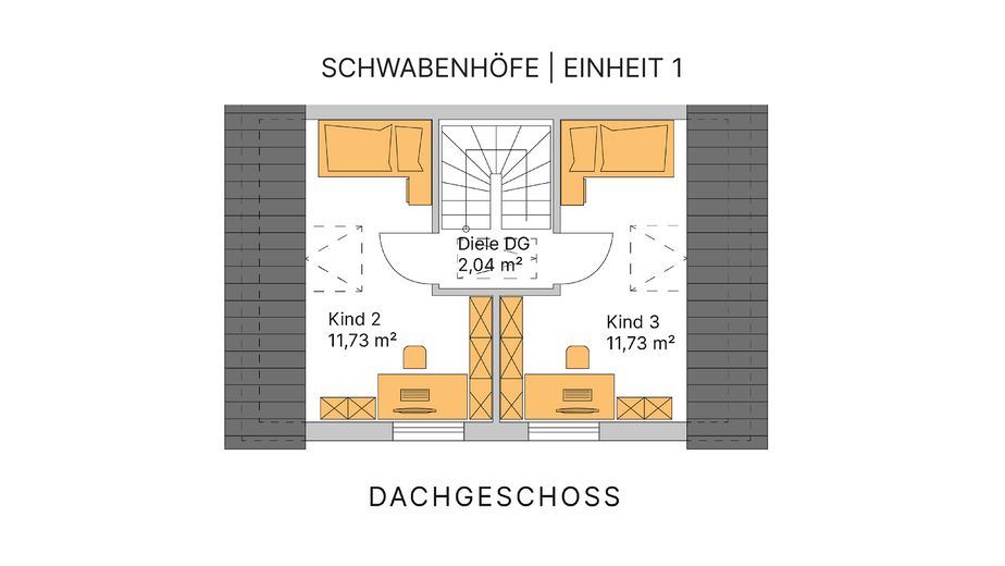 Eenheid 1 – hoekwoning in landelijke stijl met tuin & dubbele garage | KfW-40-QNG, bouw gestart – DG / Einheit 1