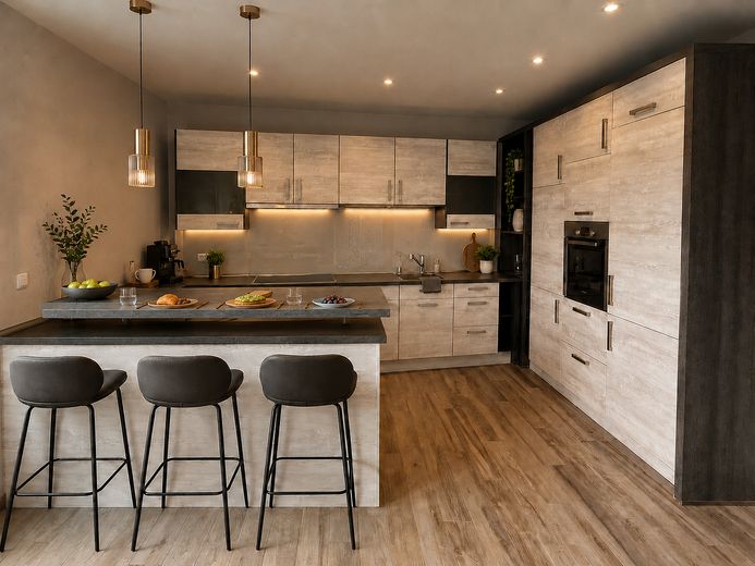 Provisionsfreies Traumhaftes Penthouse mit privater Dachterrasse und Fahrstuhl direkt in die Wohnung – Küche Mock-up
