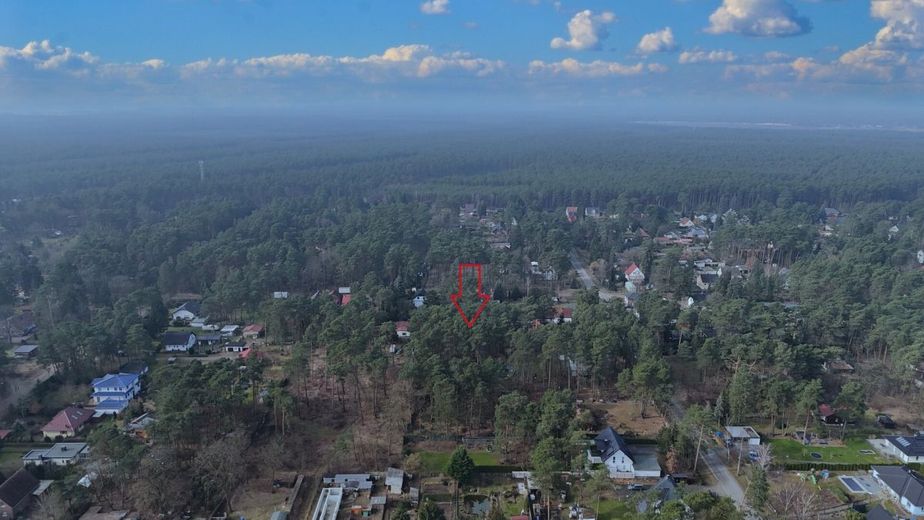 Bauträgerfrei!! 2593 m² großes Bauland in Borkheide – Luftbild Rückseite