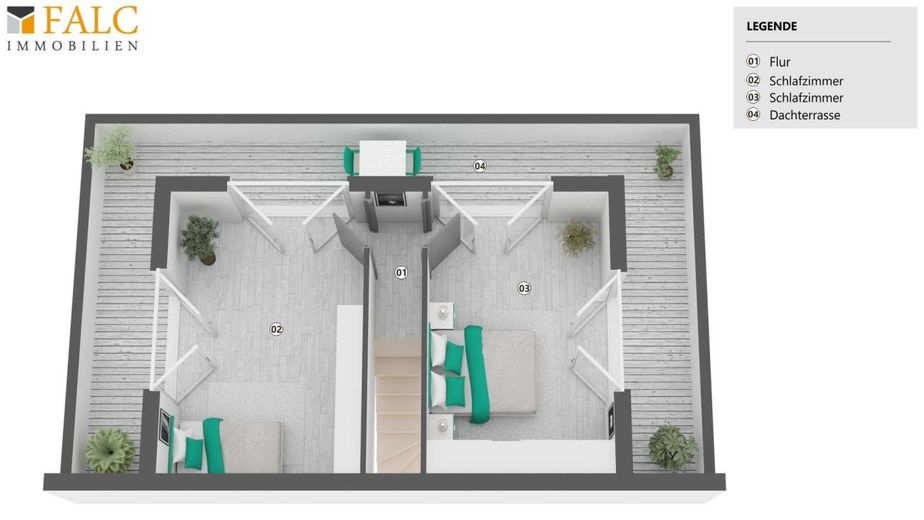 Exklusive Maisonettewohnung im Neubau - Erstbezug mit Dachterrasse – Grundriss - Dachgeschoss