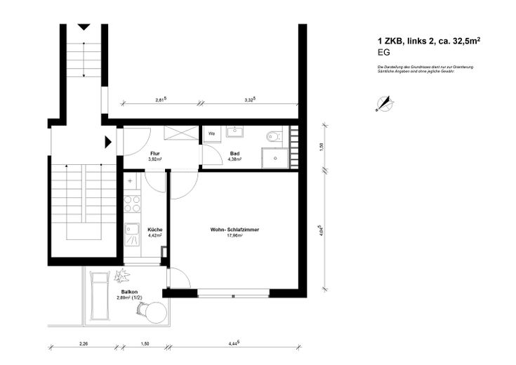 1 ZKB mit Balkon, ruhige Lage, EG-Hochparterre – Foto 9