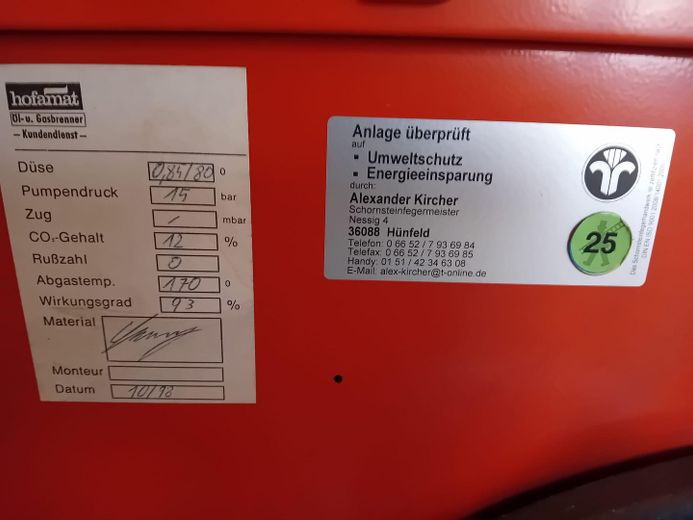 Heizgerät Plakette