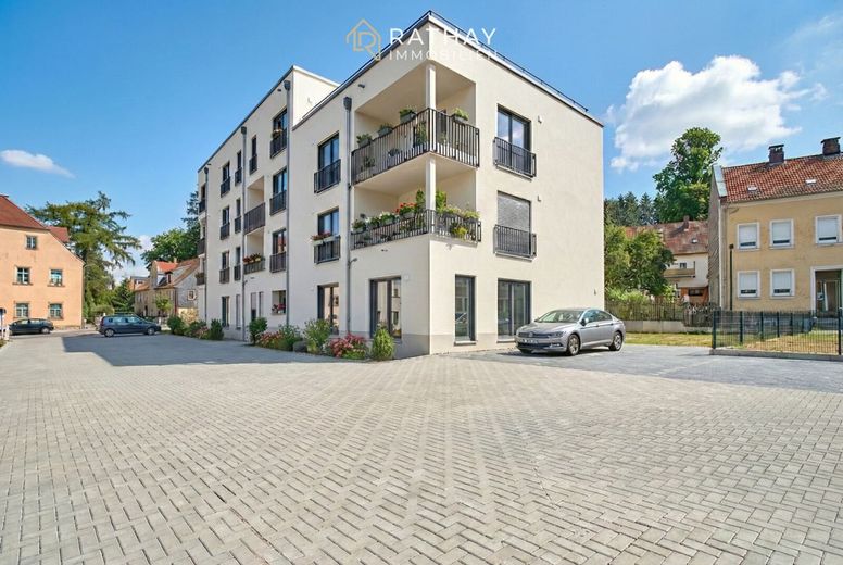 Einzigartige 3-Zimmer Neubauwohnung mit Garten inklusive Küche – Visualisierung Außenansicht