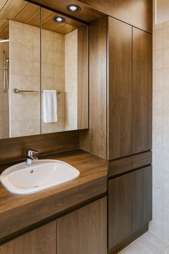 Bad mit Dusche, WC, Badewanne