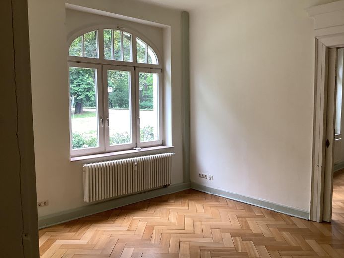 Wunderschöne großräumige 4 Raum Wohnung + Kamin & direkter Zugang zum Garten direkt am Schloßpark – Lichtdurchflutetes Wohnzimmer