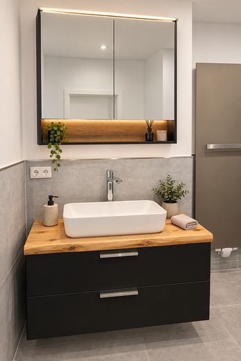 Stilvoll kernsaniert – helle Maisonettewhg m. neuer EBK, Balkon & Terrasse im begehrten Geteviertel – Badezimmer Ansicht 1