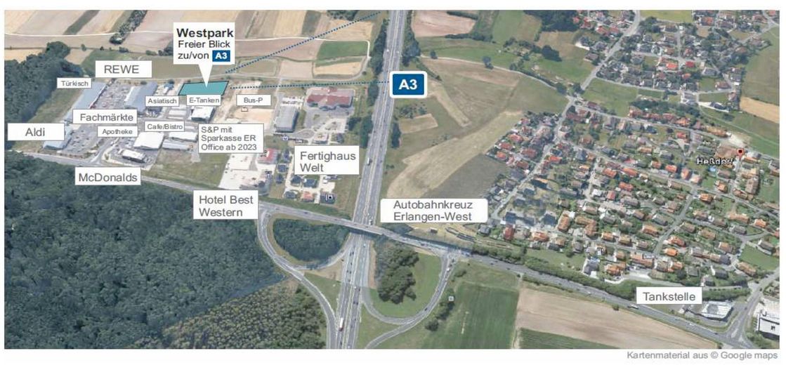 Top-Grundstück 3409 qm, A3 Erlangen-West, teilbar – Mikrolage