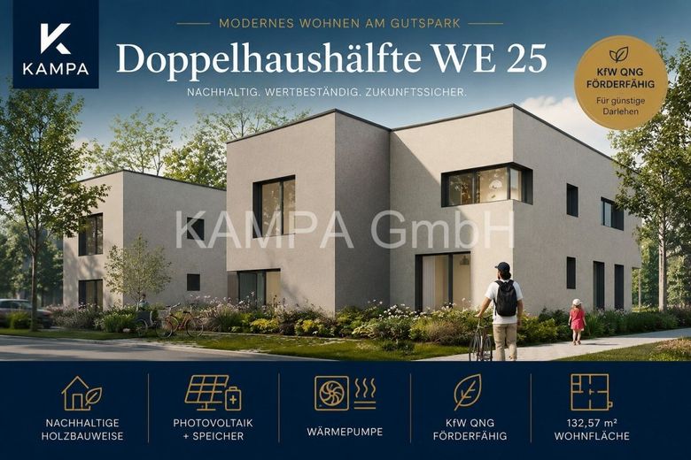 Exklusive Doppelhaushälfte in Südausrichtung | KfW 40 | PV &amp; Speicher | Berlin vor der Tür – Titelbild - Doppelhaus -