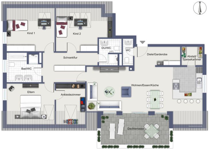 ++ ESCLUSIVO ATTICO A KORNTAL: SENZA BARRIERE CON ASCENSORE - TERRAZZA SUL TETTO CON VISTA SULLA CITTÀ ++ – Grundriss