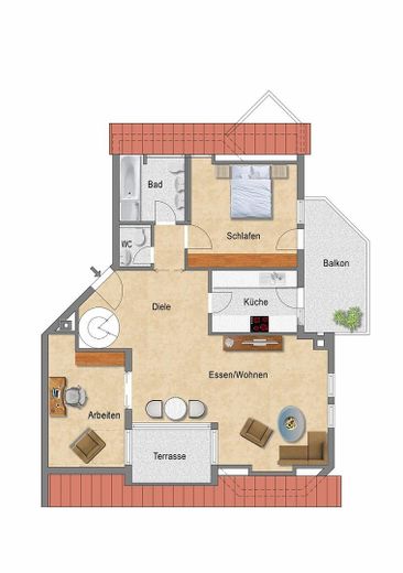 Tolle Lage: Hochwertige 3,5-Zimmer-DG-Galeriewohnung mit 2 Balkonen, 2 Bädern, TG und guter Rendite – DG1