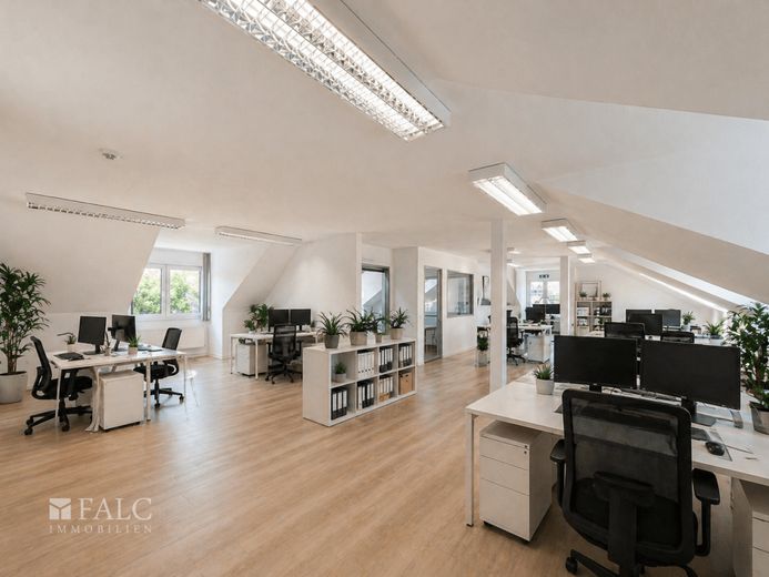 Ihr neuer Unternehmensstandort: 410 m² mit maximaler Flexibilität! – Visualisierungsvorschlag (Großraumbüro)