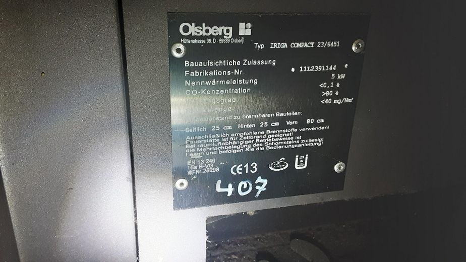 Typenschild Ofen EG