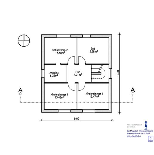 Verkehrsberuhigt gelegenes Grundstück für Einfamilienhaus in gewachsenem Wohngebiet + Garage – Grundriss OG Bauvoranfrage