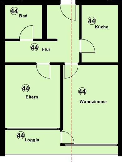 Bamberg'de balkonlu aydınlık 2 odalı daire (WE44) – Grundriss