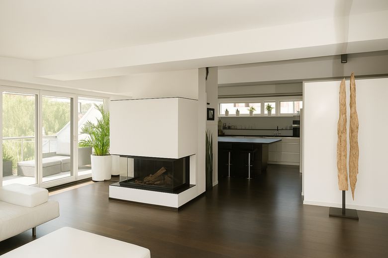 Wohnzimmer mit Kaminanlage