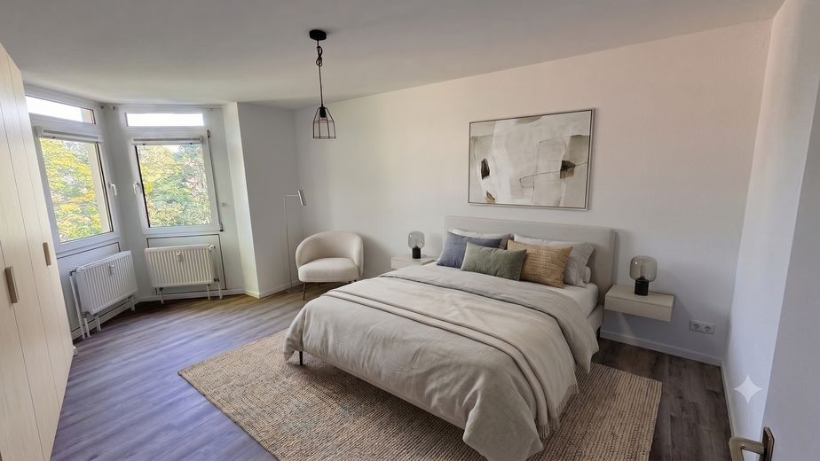 Aucune attente : spacieux refuge de 2 pièces à Lokstedt (prêt à emménager et sans commission) – Schlafzimmer - Wohnbsp. (KI)