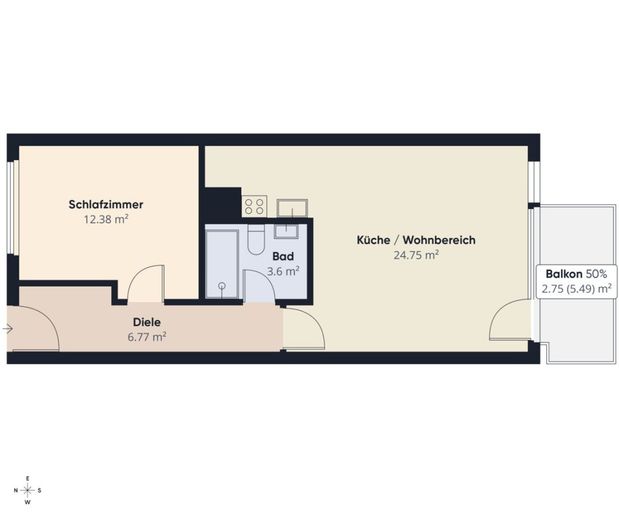 Ellenerbrok-Schevemoor | Erstbezug nach Modernisierung 2-Zimmer-Wohnung – S&amp;P | Grundriss 6. Obergeschoss