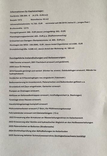 Charmante 4 - Zi.-Whg., vermietet, lukrative Kapitalanlage, provisionsfrei – Info für Kapitalanleger