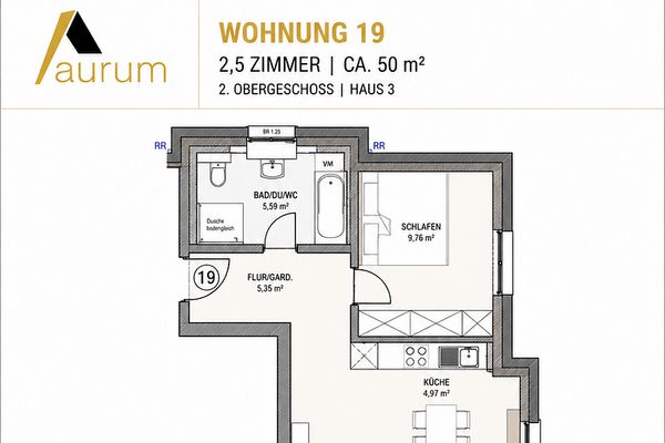 Erstbezug auf ca. 50 m² – Einbauküche inklusive & SNH-Reihen Bahn vor der Tür