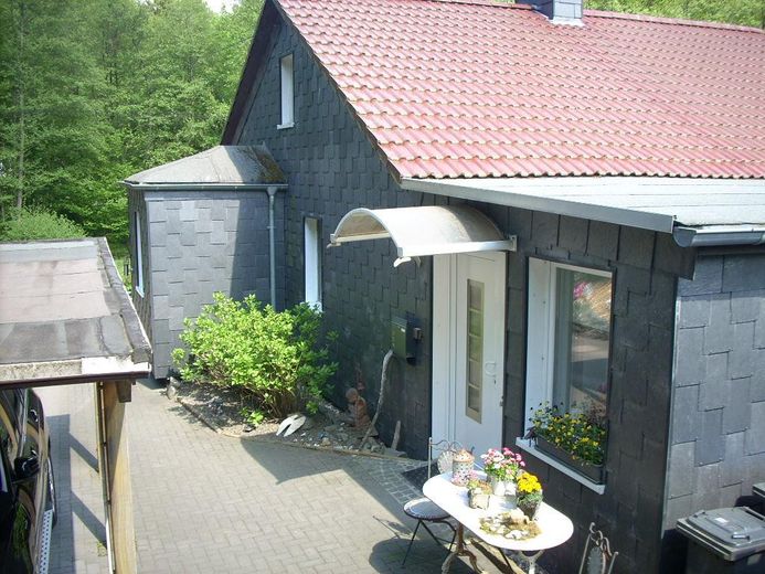 Einzigartige Lage! Freistehendes Einfamilienhaus am Waldesrand – Hauseingang Carpoprt