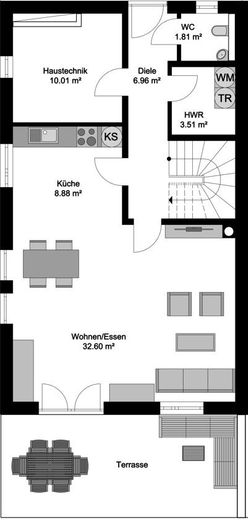 Exklusives Eckgrundstück: Lichtdurchflutetes Neubau-Reihenendhaus in Obing – ERDGESCHOSS