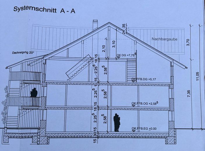 Wunderschöne, helle Galeriewohnung 4-Zimmer – Systemschnitt