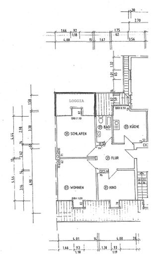 Grundriss der Wohnung bemaßt