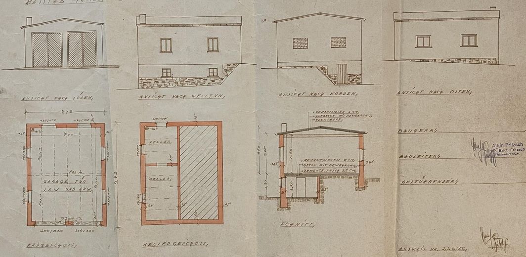 Grundriss und Ansichten Garage