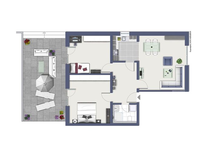 Charmante 3-Zimmer-Neubauwohnung (EG) mit großer Terrasse in Höchst-Hummetroth – M739-2514-Grundriss