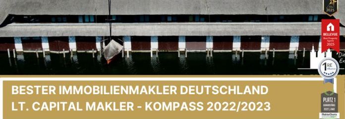 Winterfestes Massiv-Bootshaus - 3 Zimmer - 2x Bootsboxen - 2x Pkw-Stellpl. - Außenlieger