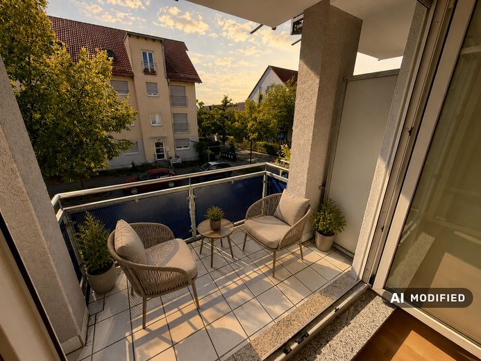 Provisionsfrei & erbpachtfrei: Helle 3-Zimmer-Wohnung mit zwei Balkonen im Frankfurter Bogen – KI-Beispiel: Westbalkon