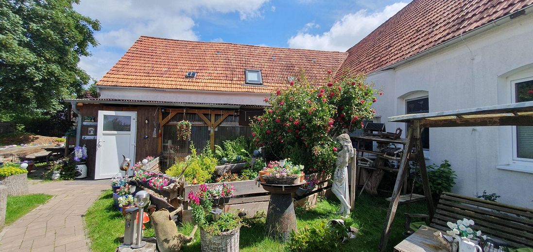Großzügiges Bauernhaus-Idyll mit Scheune, Ausbaureserve und Weideland – Hofseite