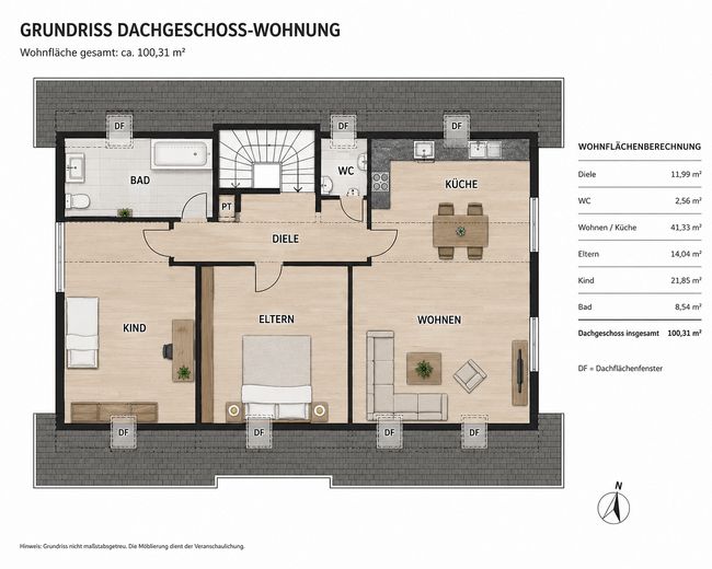 Großzügige 3-Zimmer Dachgeschoss Wohnung mit eigenem Gartenanteil in traumhafter Waldrandlage – Foto 22