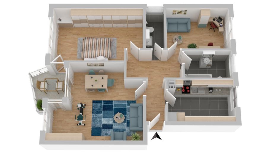 Appartement rénové lumineux de 3 pièces avec balcon à Pfullendorf – 2D Grundriss Whg. Nr. 6