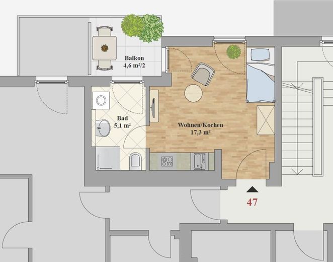 PRIMA OCCUPAZIONE - APPARTAMENTO 1,0 LOCALI DAL 1.11.2026 – Grundriss_WE_47
