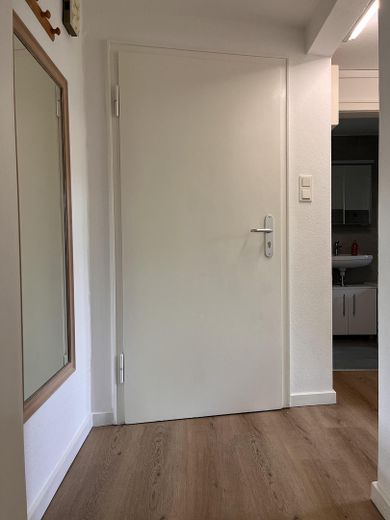 Gemütliche möblierte Wohnung mit Blick ins Grüne – Flur mit Blick zur Haustüre