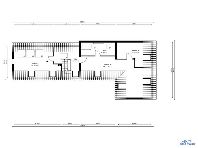 Ehrenfeld-Bickendorf: Saniertes bezugsfreies einzigartiges Altbau-EFH mit großem Garten – Grundriss Obergeschoss