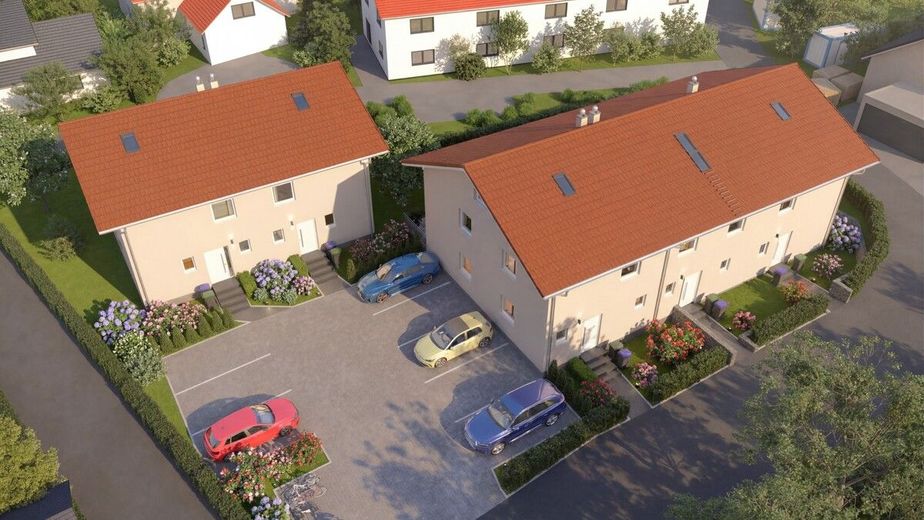 Qualität zum attraktiven Preis: Geräumiges Neubau-Reihenmittelhaus in Obing/Frabertsham – Vogelperspektive Gesamt