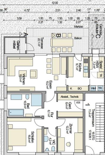3-Zimmer-Erdgeschosswohnung mit eigenem Garten – Modernes Wohnen mit viel Freiraum in Steinheim – Grundriss