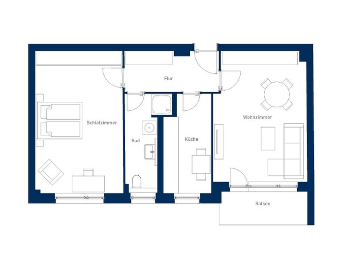 Arrivare e godersi la vita: elegante appartamento di 2 locali con balcone – Grundriss