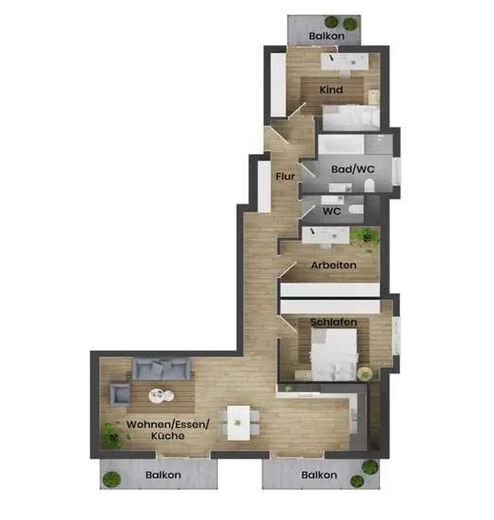 4 Zimmer Erstbezug mit Loftgefühl und großzügigem Wohnkomfort – Wohnung 9 Grundriss