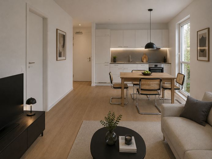 HAUS 2 I Erstbezug in Ockerhausen: 2 Zimmer I Barrierefrei & mit Einbauküche – Visualisierung Wohnzimmer