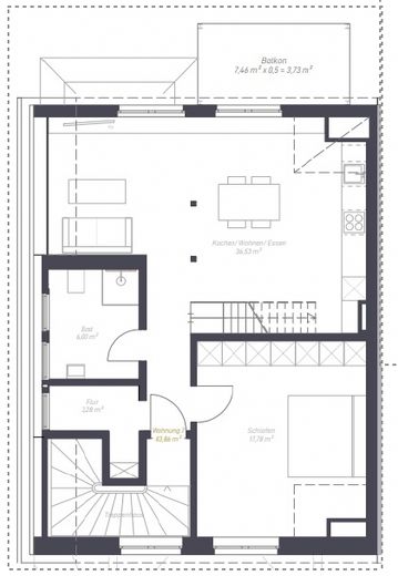 Apartamento dúplex con estilo – Grundriss untere Ebene