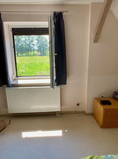 4‑Seiten‑Hof 8200 m², Teilfinanzierung mögl. Berlin-nah, für Pferde, Mehrgeneration, Gewerbe; Café – Aussicht vom Schlafzimmer