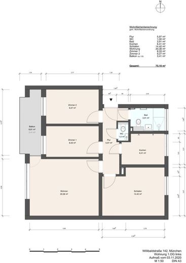 Bezugsfrei: Attraktive 4-Zimmerwohnung mit Blick ins Grüne - sehr guter Grundriss – GRUNDRISS